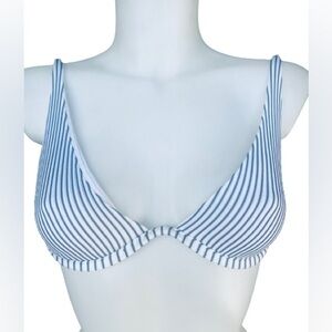 Roxy Blue & White Striped Bikini Top XS NWOT